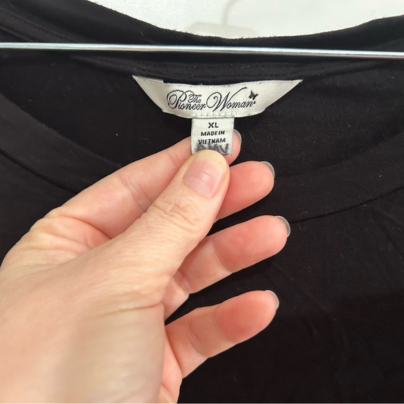 The Pioneer Woman Black Blouse with Vibrant Floral Sleeves - Picture 4 of 6